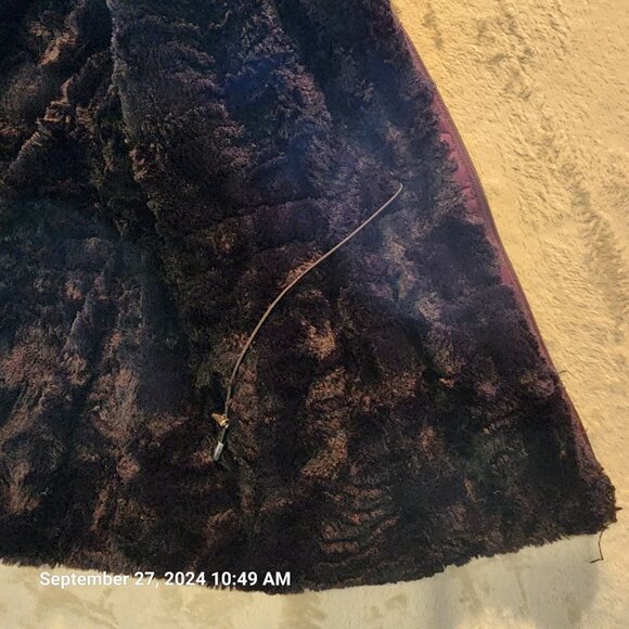 Giacca Reversible Faux Fur Black Purple Vest Size Medium Full Zip Toggle Cinch - Picture 8 of 12